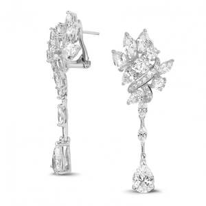 Boucles d'oreilles pour femmes Vala Brothers, diamants de laboratoire taille poire 2,5 carats, or blanc 18 carats, couleur EF, clarté VS1 VS2, 10g, bijoux de mode en gros - Product Image 2