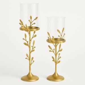 ที่ตั้งเทียนทีไลท์สีขาวรูปดอกกุหลาบพร้อมฐานใบและก้านโลหะสีทองประดับดอกไม้หรูหราใช้ในการตกแต่งบ้านให้เป็นของขวัญที่โรแมนติก - Product Image 5