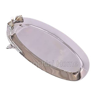 Bandeja de servicio de metal de aluminio Forma rectangular con asas laterales para exhibición de servicio de alimentos en el hogar Creative Best - Product Image 5