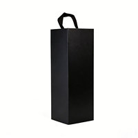 Boîte cadeau intégrée noire mate pour bouteille de vin avec poignée en ruban – Solution complète pour spiritueux de Noël et des fêtes