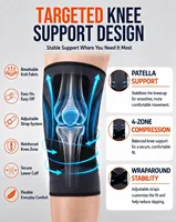 Genouillère de compression ajustable personnalisée avec sangles, respirante, pour le basketball, avec logo