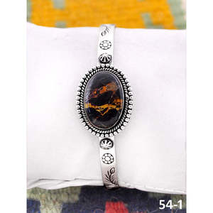Southwest Handmade Black Jack Turquoise & Sterling Silver Fashion Cuff Bracelet Elegant & Stylish Accessory - Product Image 1