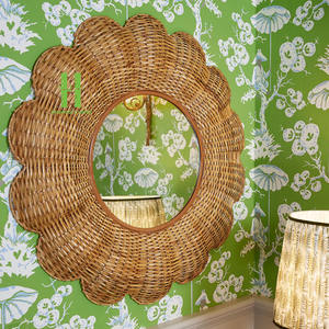 Encantador espejo colgante de pared de ratán Natural hecho a mano en forma de flor espejo de pared espejo de mimbre tejido Ideal para cualquier estilo de habitación - Product Image 6