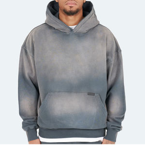 Sudadera con capucha extragrande personalizada al por mayor 2026, de ajuste regular, bordada, de forro polar 100% algodón, con efecto desgastado, estilo urbano, tallas grandes - Product Image 1