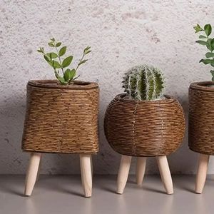 Best Selling Metal Bamboo Handmade Rattan <b>Large</b> Plant Pots Planters Indoor Outdoor Garden Tall Planter Pots Rattan <b>Basket</b> - Product Image 4