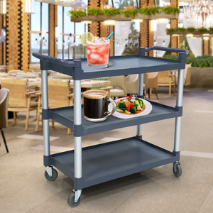 <span class=keywords><strong>Chariot</strong></span> de transport de plats chauds pour cuisine commerciale <span class=keywords><strong>chariot</strong></span> de service de chambre en plastique PP étagère à plateau <span class=keywords><strong>chariot</strong></span> roulant utilitaire à 3 niveaux - Product Image 3