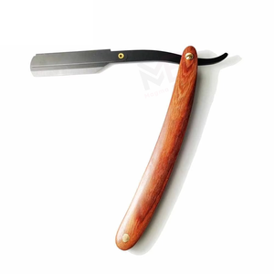 มีดโกนหนวดแบบใช้ซ้ำได้ ราคาถูก ด้ามไม้ ใบมีดเดี่ยว สำหรับช่างตัดผม ผลิตตามสั่ง - Product Image 2