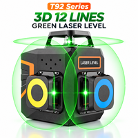 Niveau laser auto-nivelant 3x360° à ligne verte, batterie rechargeable, outil de nivellement laser 3D pour la pose d'images, la pose de carreaux et la rénovation de la maison