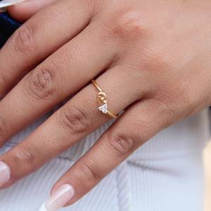 Anillo de oro amarillo sólido de 18 quilates 0,06 quilates diamante natural diseño de pavo real anillo de diamantes de tres piedras - Product Image 6