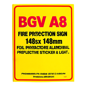 Autocollant promotionnel réfléchissant et lumineux BGV A8 pour signalisation incendie 148x148mm, en feuille, pour alarme incendie - Product Image 2