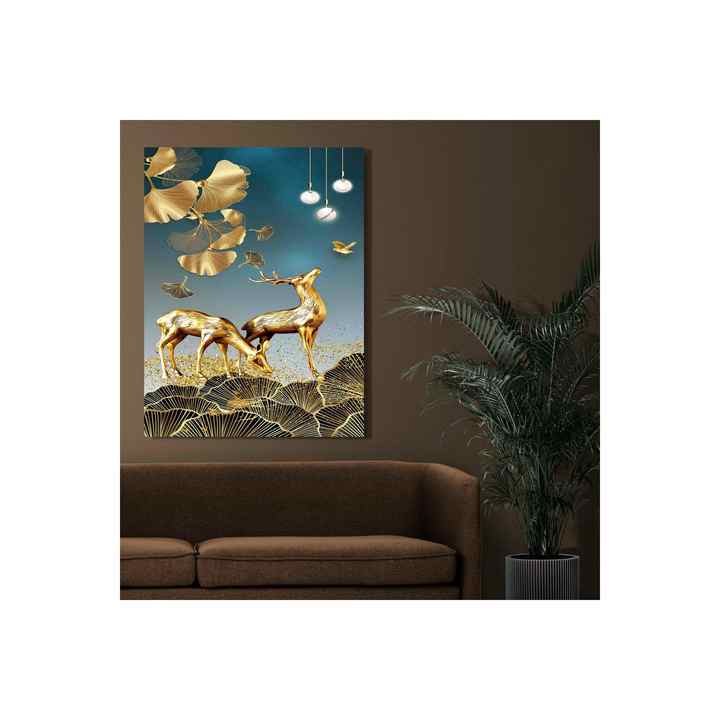 Golden Deers Special Design HD Quality Decorative Canvas Painting