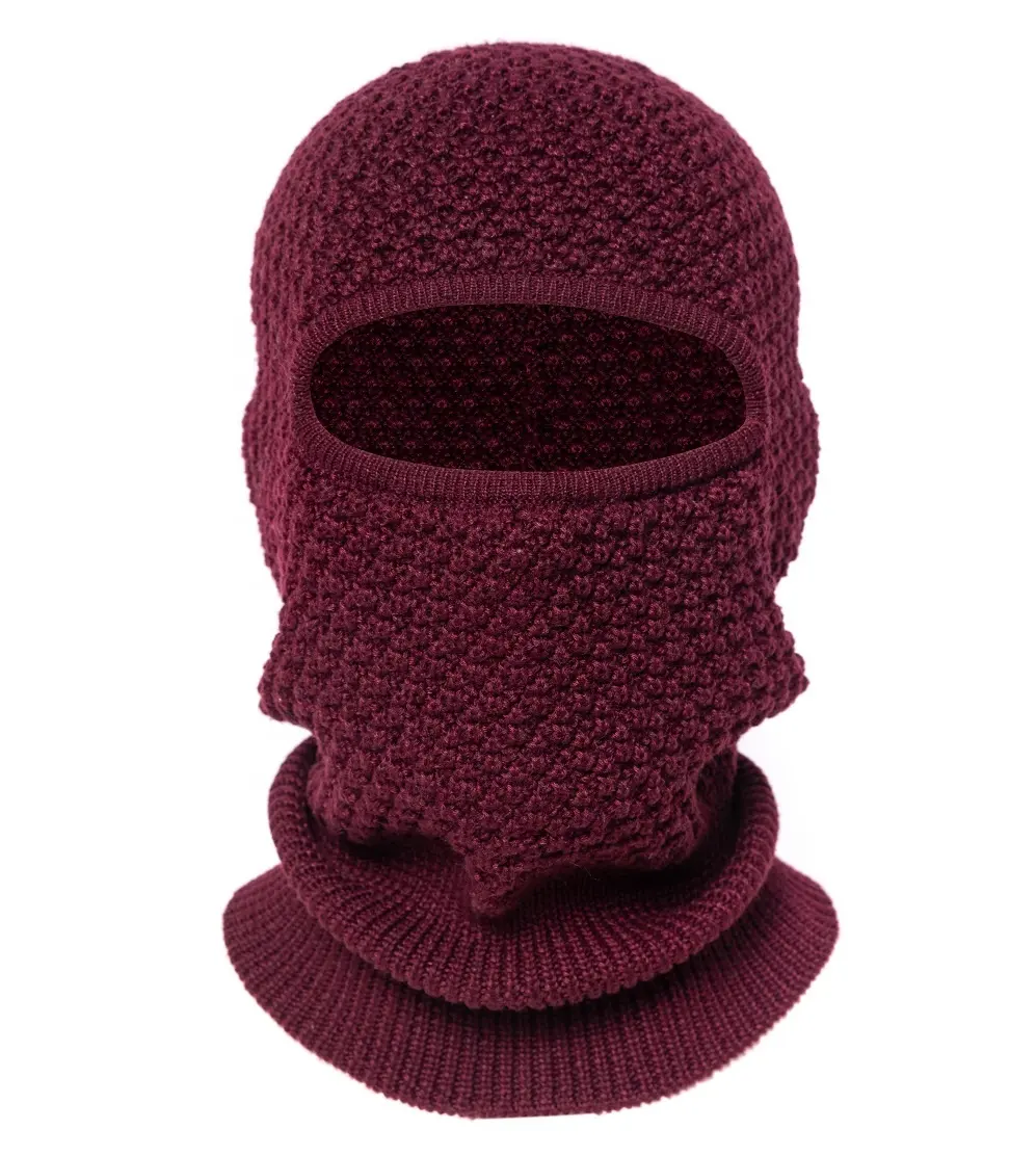 Venda quente Eco-friendly Poliéster Claret Textura Ski Facemask Snood Inverno Malha Skimask Balaclava Beanie Hat