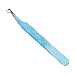 Pinzas de pestañas de volumen de 90 grados azul cielo 4D 6D, pinzas de extensión de pestañas de acero inoxidable, puntas de fibra de agarre de diamante, herramienta de belleza - Product Image 1