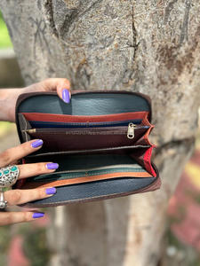 Bolso de mano con estampado de animales para mujer, Cartera de piel auténtica hecha a mano con estampado de animales, multicolor, elegante y rechoncho, multiusos, tarjetero ATM - Product Image 6