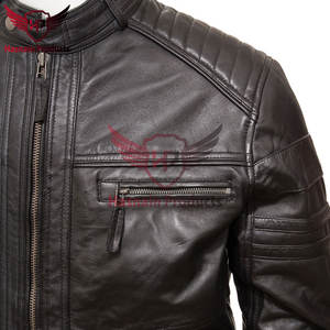 Veste de motard en peau de mouton ultra douce pour homme Design classique en cuir noir Ceinture réglable Poches zippées Style High Street - Product Image 3