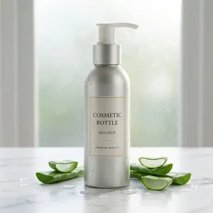 Custom <b>Aluminum</b> Cosmetic <b>Bottle</b> with Lotion Pump Screw Cap and Silk Screen Printing for Skincare and Haircare Brands - Product Image 2