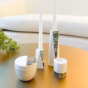 Portavelas de candelita de diseño elegante, candelabro de mármol blanco de calidad de lujo para candelabro de gran venta - Product Image 5