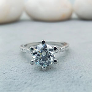 Bague de mariage en argent sterling 925 blanc certifié 14K 3 carats moissanite diamant ensemble de bijoux fins à la mode pour la fête de fiançailles - Product Image 1