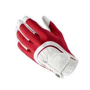 Wholesale Stylish Cabretta Leather PU Golf Gloves Anti-Slip <b>Hand</b> Grips in Red & White Customized Logo Design for Sports - Product Image 5