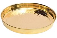 Plateau Puja en laiton pur avec motif en relief, idéal pour la maison, le bureau, le temple, les mariages, Diwali, cadeau spirituel