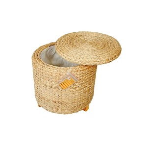 100% jacinthe d'eau naturelle panier de rangement rond pouf chaise flexible et durable multifonctionnelle boîtes et bacs ménagers - Product Image 5