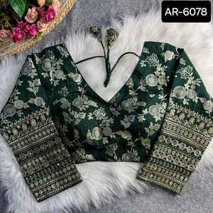 New Designer Women Wear Bollywood Style Heavy Designer Silk Blouse with Embroidery and Sequence Work Free Size Blouse for Women - Product Image 3