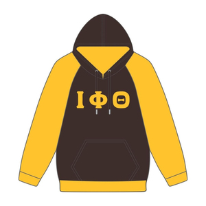 Iota Phi Theta cuerpo marrón oro mangas raglán pulóver Sudadera con capucha mezcla de algodón fraternidad griega ropa personalizada Divine Nine HBCU - Product Image 2