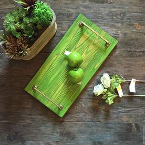 Bandeja para servir rectangular de madera con diseño de desayuno, acabado Natural, tamaño estándar para el hogar y la boda, bandeja para servir comida hecha a mano - Product Image 5