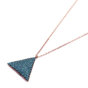 Collier avec pendentif en forme de triangle géométrique en pierre turquoise nano pour femme, fabrication artisanale turque, vente en gros, bijoux en argent sterling 925 - Product Image 2