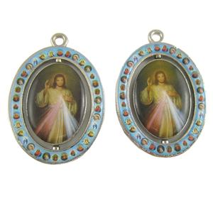 Llavero con Cruz giratoria de doble cara, con icono religioso de Jesús, Medalla de la piedad - Product Image 1