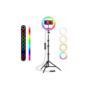 10 LED Ring Light 26cm Photographie Éclairage Dimmable RGB Lampe avec Trépied - Product Image 4