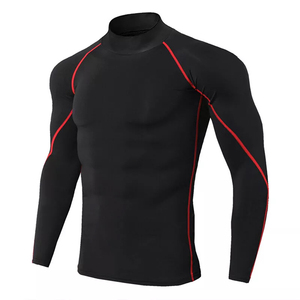 Gym Wear Compression <b>Shirts</b> for Men Adults <b>Black</b> Full Sleeve Breathable Polyester Spandex Made Custom Logo Rash Guards - Product Image 3