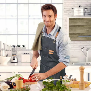 Tabliers <span class=keywords><strong>de</strong></span> travail personnalisés avec logo pour hommes et femmes, pour la <span class=keywords><strong>cuisine</strong></span>, la restauration, avec poches, couleur unie noire, pour chef et serveur - Product Image 2