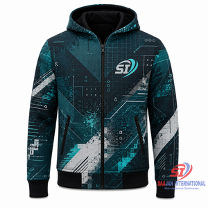 เสื้อฮู้ดสตรีทแวร์แบบซิปเต็มตัว พิมพ์ลายกราฟิกไซเบอร์กริดทั่วตัว ผลิตตามสั่ง OEM รับผลิตเสื้อผ้าแบรนด์ส่วนตัว - Product Image 1