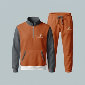 Ensemble de survêtement pour homme avec fermeture éclair quart de tour, design tendance, haute qualité, léger et respirant, pour l'hiver, sweat-shirt avec pantalon à cordon de serrage - Product Image 5