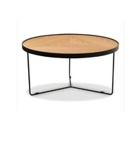 Dernière collection de meubles modernes Table basse ronde en bois massif avec pieds en métal noir