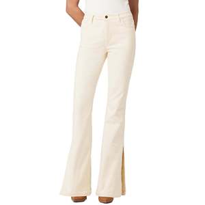 Jeans Bootcut in Corduroy a Vita Media Joe's Jeans Frankie, Doppio Strato, Beige Crema, in Denim Elasticizzato Traspirante, con Decorazione a Bottoni e Spacco Basso - Product Image 1