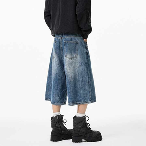 กางเกงยีนส์ขาสั้นทรงแบ็กกี้สไตล์วินเทจเอวสูงปักลายใหม่ล่าสุดสำหรับฤดูร้อน  ออกแบบโลโก้ของคุณเองได้สำหรับผู้ชาย - Product Image 6