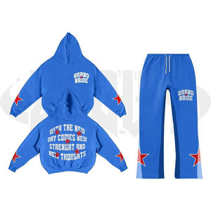 100% chándal de algodón con logotipo personalizado, Conjunto de sudadera Unisex de felpa francesa de gran tamaño con estampado de abullonado, chándal, ropa de calle - Product Image 3