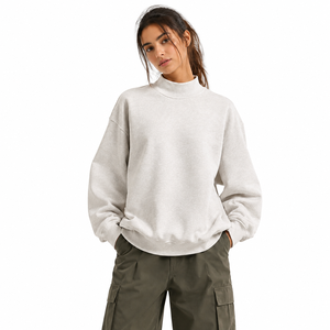 Sweatshirt Manufacturer Wholesale Custom Vintage Cotton Blends Mock Neck Sweatshirts Men's Women's Mockneck Sweatshirts - Product Image 1