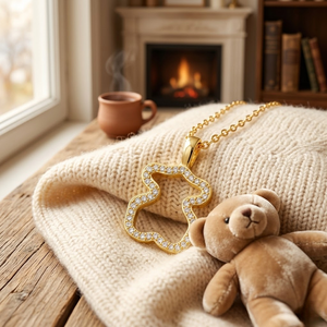 Collar con Colgante de Oso de Alta Calidad, Joyería de Resina y Cobre con Baño de Oro - Product Image 2
