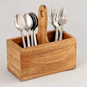 Porte-couverts en bois floral avec poignée aspect naturel - Product Image 1