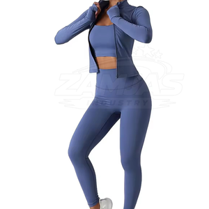 Diseña tu propio conjunto de yoga para mujer, ropa deportiva para gimnasio, conjunto de yoga para mujer con cierre de cremallera, nuevo estilo, conjunto de yoga para mujer en venta - Product Image 6