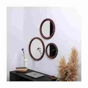 Offre spéciale Cadre en bois rond moderne sur mesure Miroir mural de haute qualité fabriqué à la main avec logo - Product Image 6