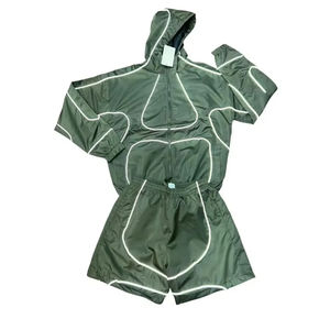 Summer Nylon Windbreaker Jacket <b>Short</b> Set Zip up Long Sleeve Polo Shirt and <b>Shorts</b> Set Custom Clothing Manufacturers - Product Image 1