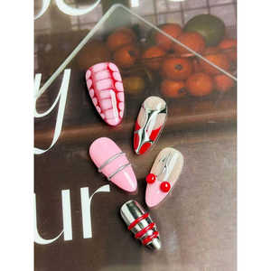 Art des ongles à pression rouge effet tension électrique - Product Image 3