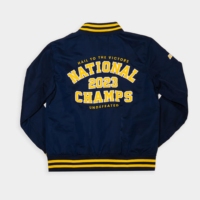 Königsblaue Satin-Herren-Varsity-Bomberjacke mit Stehkragen, Winddichte Sport-Oberbekleidung, Streetwear-Mode, Warme Athletische Team-Jacke
