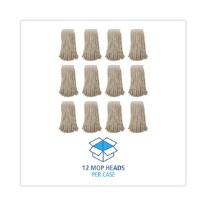 Boardwalk 12-Piece/Carton Premium Saddleback Head Cotton 24 Oz. <b>Mop</b> Heads for Floor White - Product Image 4