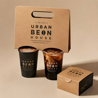 Support à 2 gobelets personnalisé AT PACK avec logo pour les cafés, solution d'emballage pour les boissons à emporter