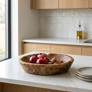 Plateau rond créatif M bols en bois de teck, ensembles de vaisselle, plats et assiettes, plateaux de service - Product Image 5